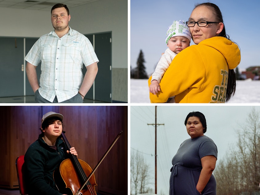 caption: Clockwise from top left: Tristen Hunter, Ethan Harvey, Malerie McClusky, Katrina Edwards, Mateo Jaime and Alex Carter.