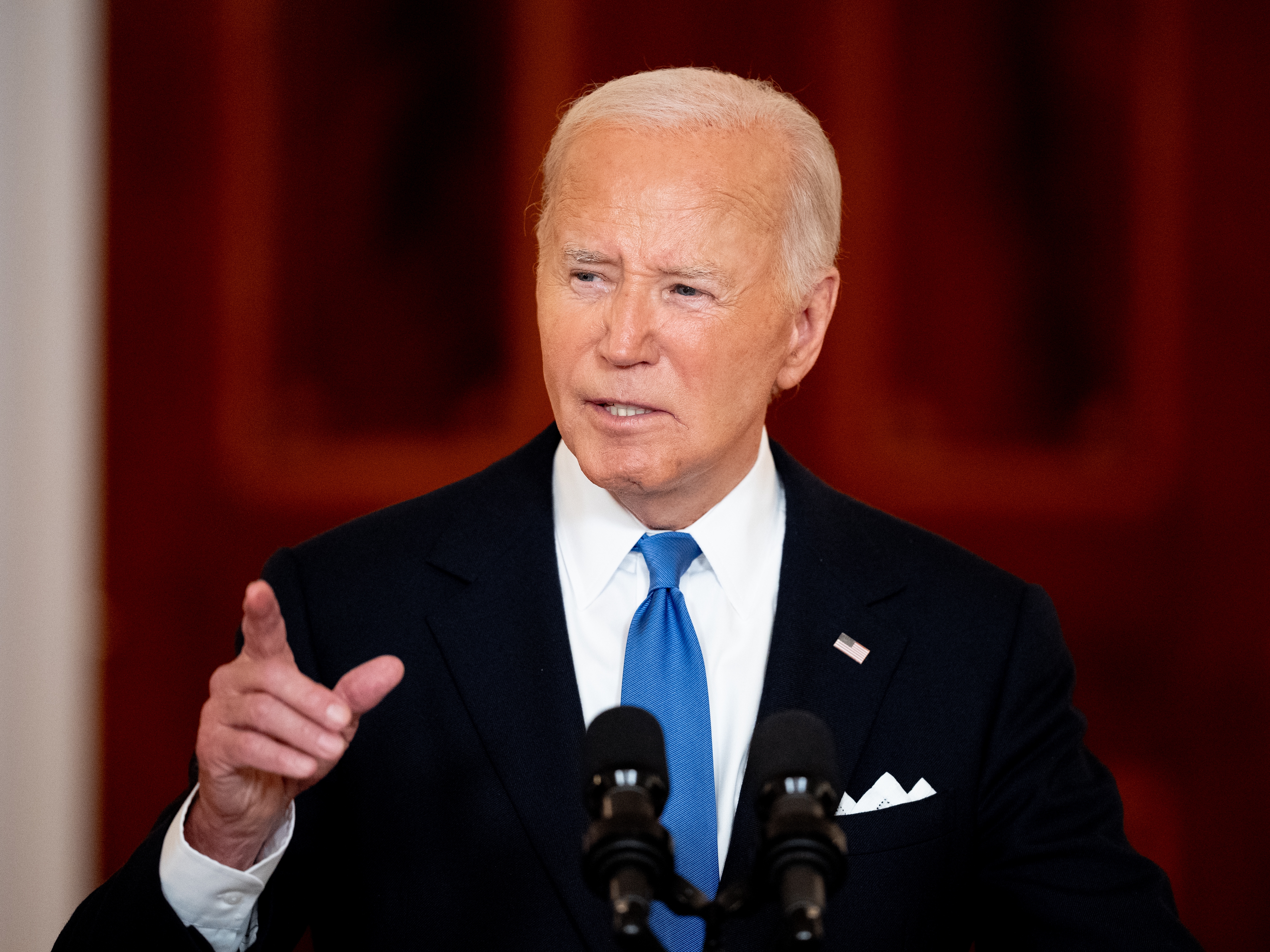 caption: President Biden gives remarks on the Supreme Court decision on presidential immunity at the White House on July 1.