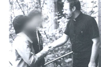 caption: Father Theodore Marmo, accused of sexual abuse, in a photo from a brochure for St. Edward Hall, a seminary that was part of the John F. Kennedy Catholic High School campus in Burien.