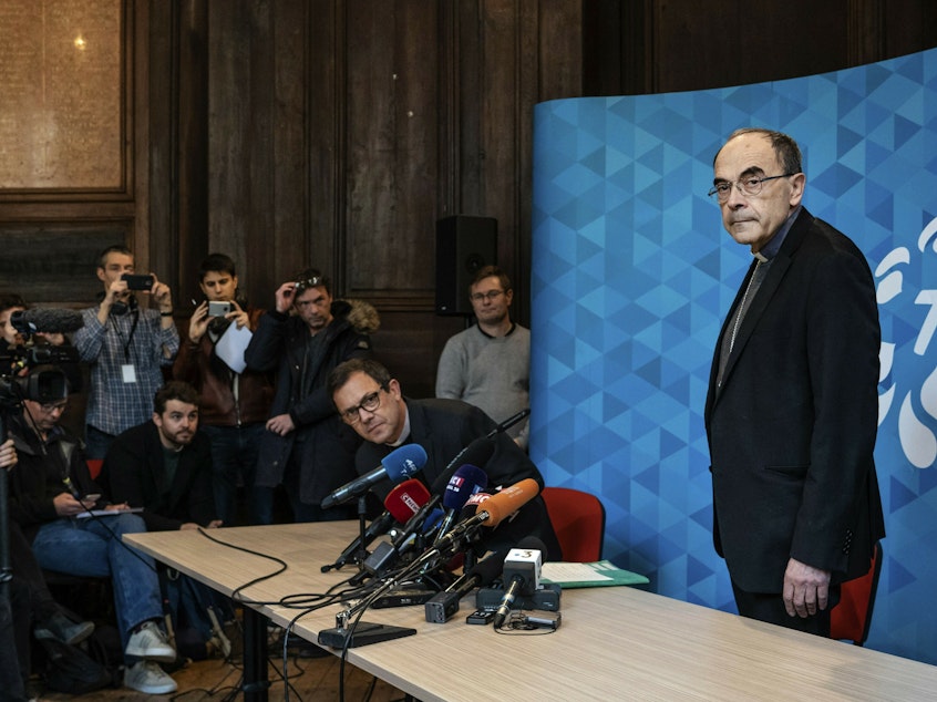 caption: French Cardinal Philippe Barbarin said he will offer his resignation to Pope Francis after a court found him guilty of failing to report to authorities allegations of sexual abuse by a priest.