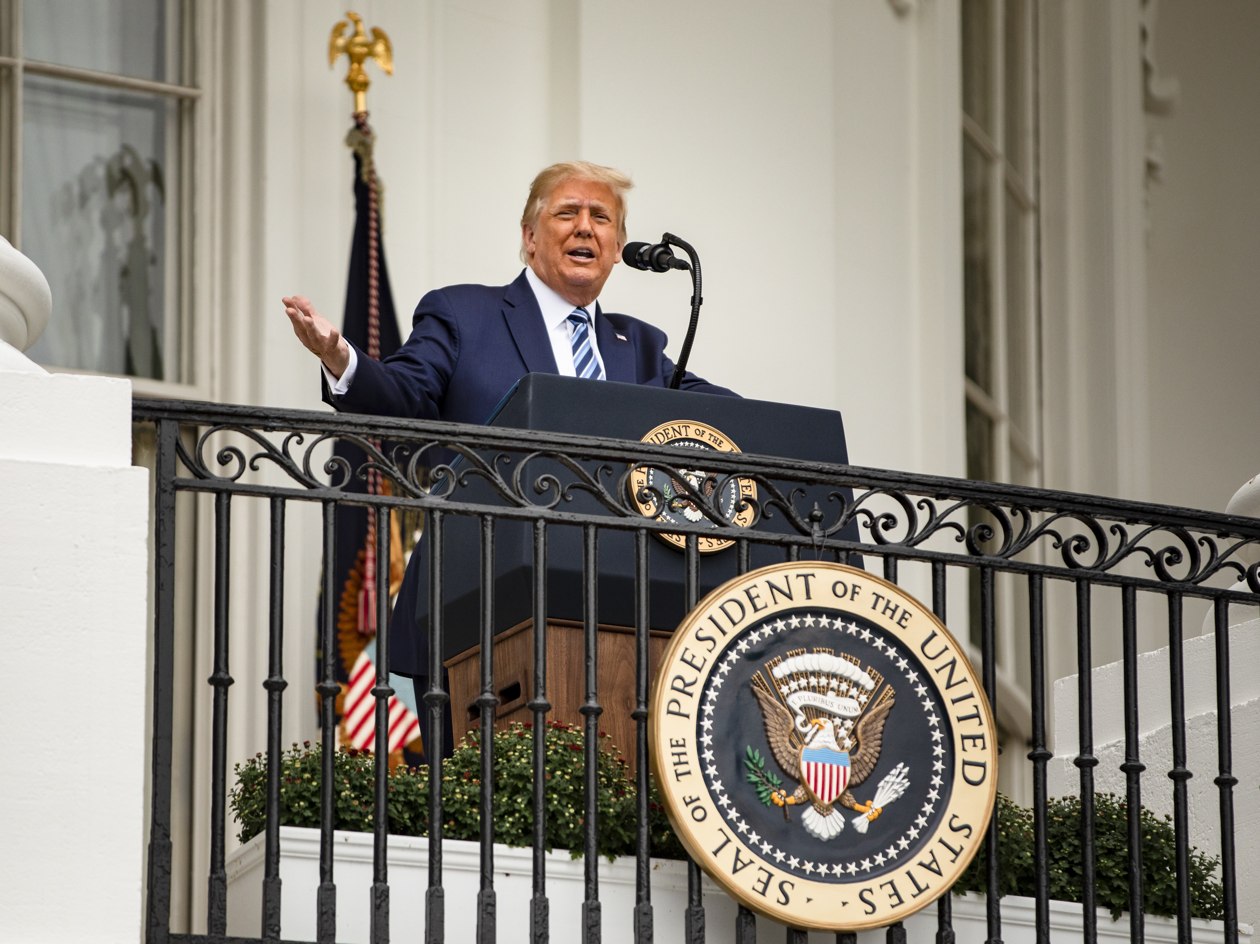 caption: President Trump addressed a rally on Saturday, nine days after he tested positive for the coronavirus. Several health experts told NPR that based on what Trump's doctors have said about Trump's coronavirus experience, he's likely no longer contagious.