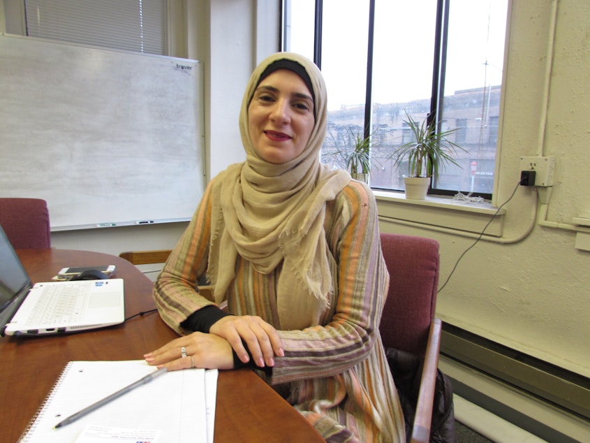 caption: Jasmin Samy is th civil rights manager at CAIR-Washington State, a chapter of America's largest Muslim civil liberties and advocacy organization. She says it's often difficult to get people to speak up when they think they're being discriminated against. 
