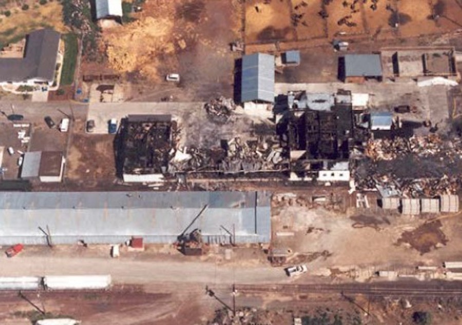 caption: The federal government claims Joseph Dibee and a group of other environmental activists caused significant damage to the Cavel West horse slaughter facility in Madras, Oregon, in 1997.