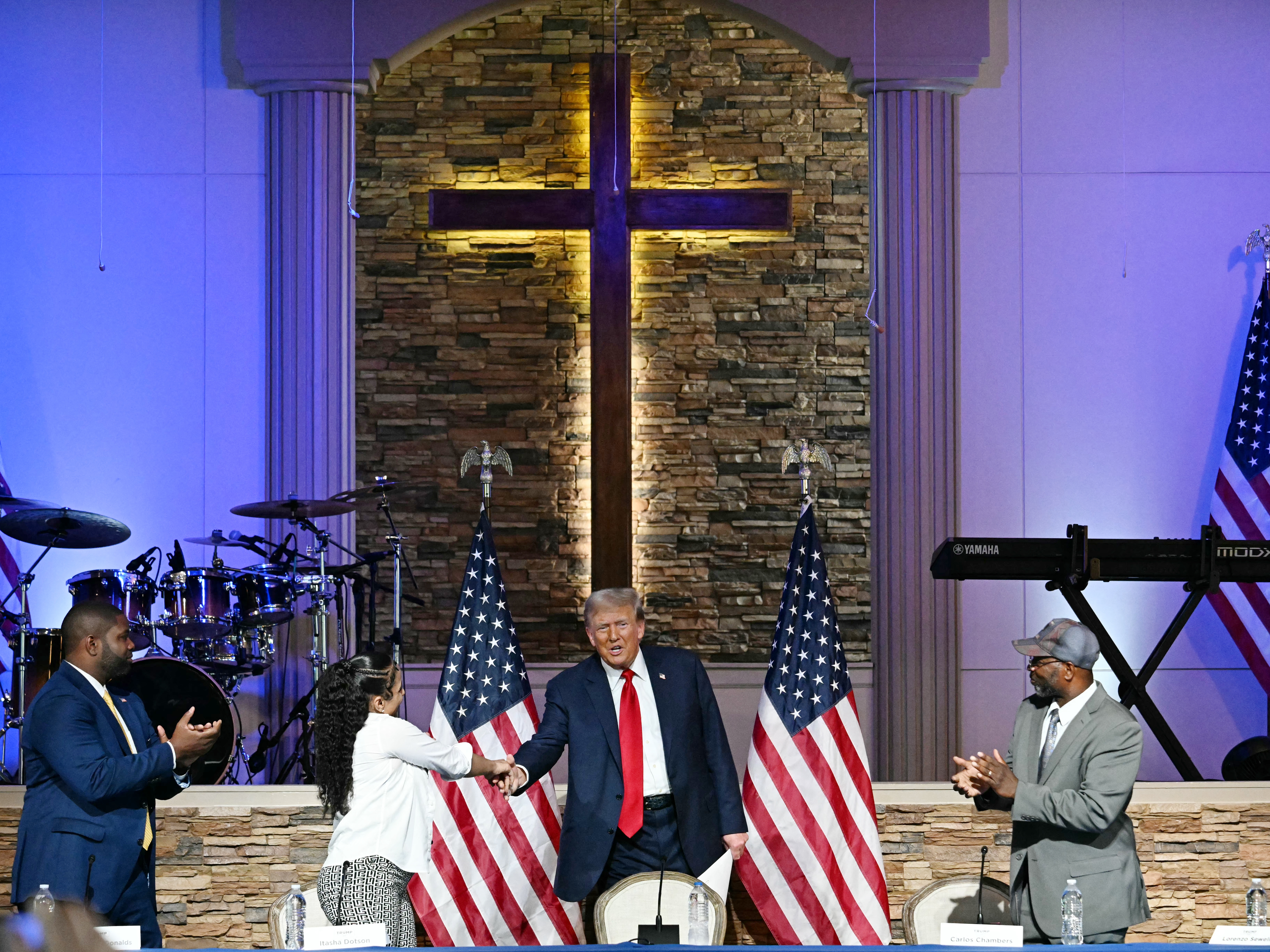 caption: Republicans are using religious language to describe the attempted assassination of Donald Trump. 