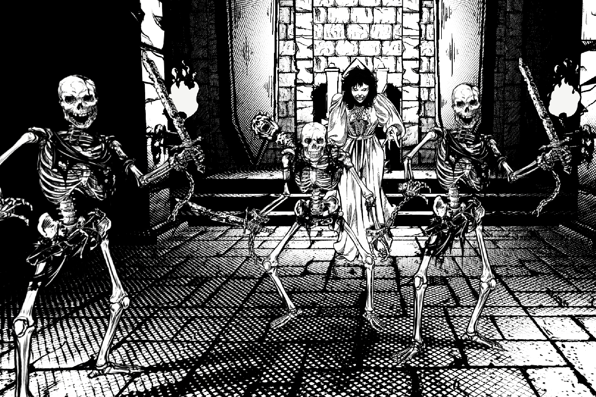 caption: Screenshot from Dread XP's forthcoming horror game, "The Secret of Weepstone." Its developers reject the use of generative AI, favoring a hand-drawn approach.