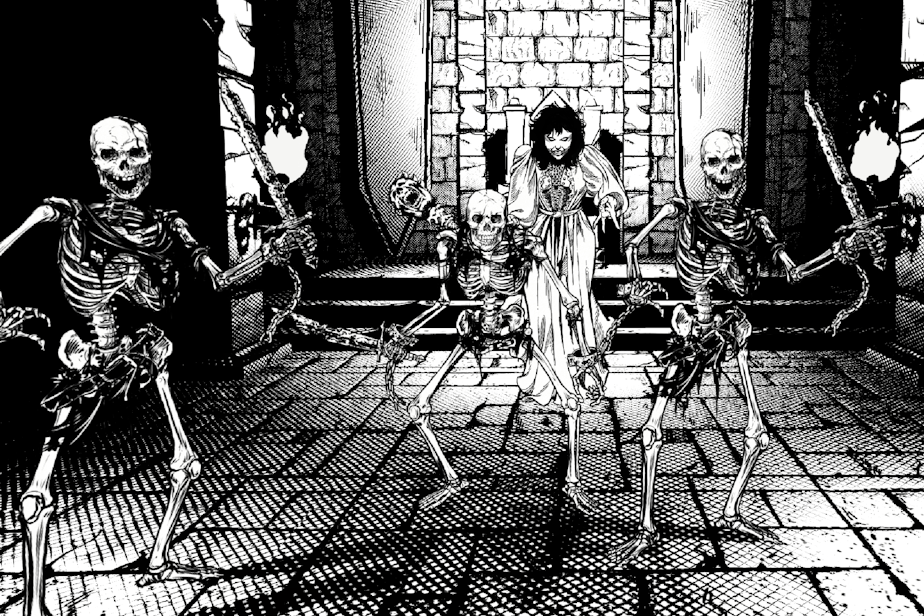 Caption: Screenshot of Dread XP's upcoming horror game, "The secret of Weepstone." Its developers reject the use of generative AI, preferring a hand-drawn approach.