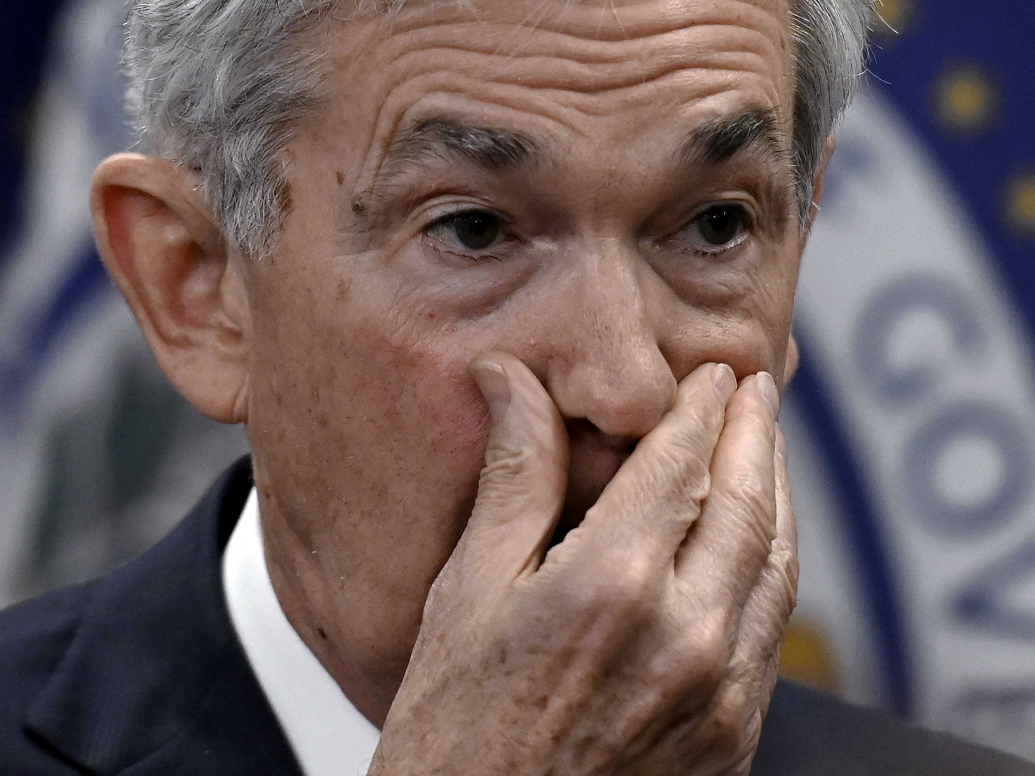 caption: Federal Reserve Chair Jerome Powell looks on after taking the oath of office for his second term at the helm of the central bank at the Fed's headquarters in Washington, D.C., on May 23. The Fed raised interest rates by three-quarters of a percentage point on Wednesday.