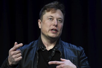 caption: Tesla and SpaceX Chief Executive Officer Elon Musk speaks at the SATELLITE Conference and Exhibition in Washington, D.C., on March 9, 2020.