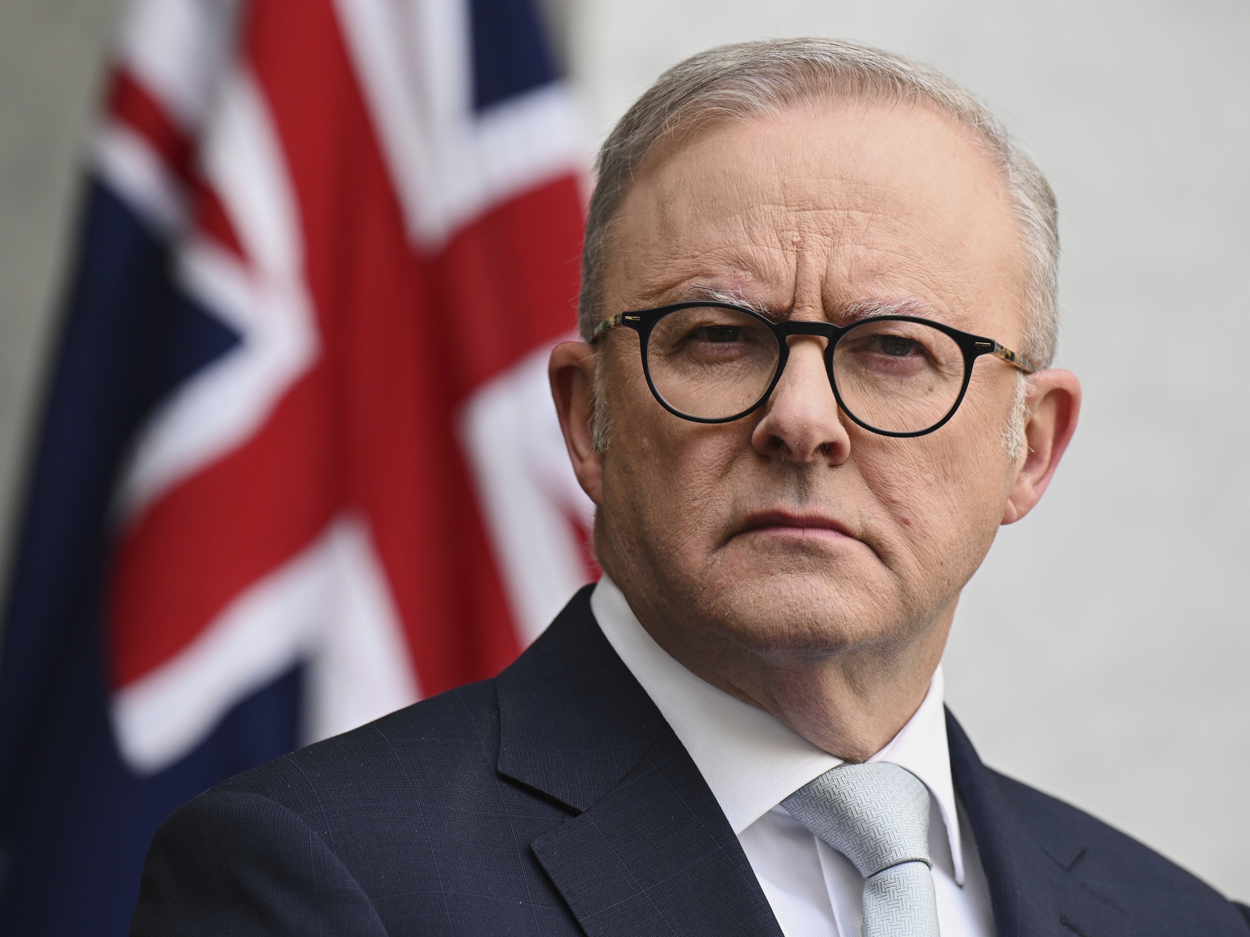 caption: Australian Prime Minister Anthony Albanese speaks to the media during a press conference at Parliament House in Canberra, Australia, Tuesday, Aug. 26, 2025.