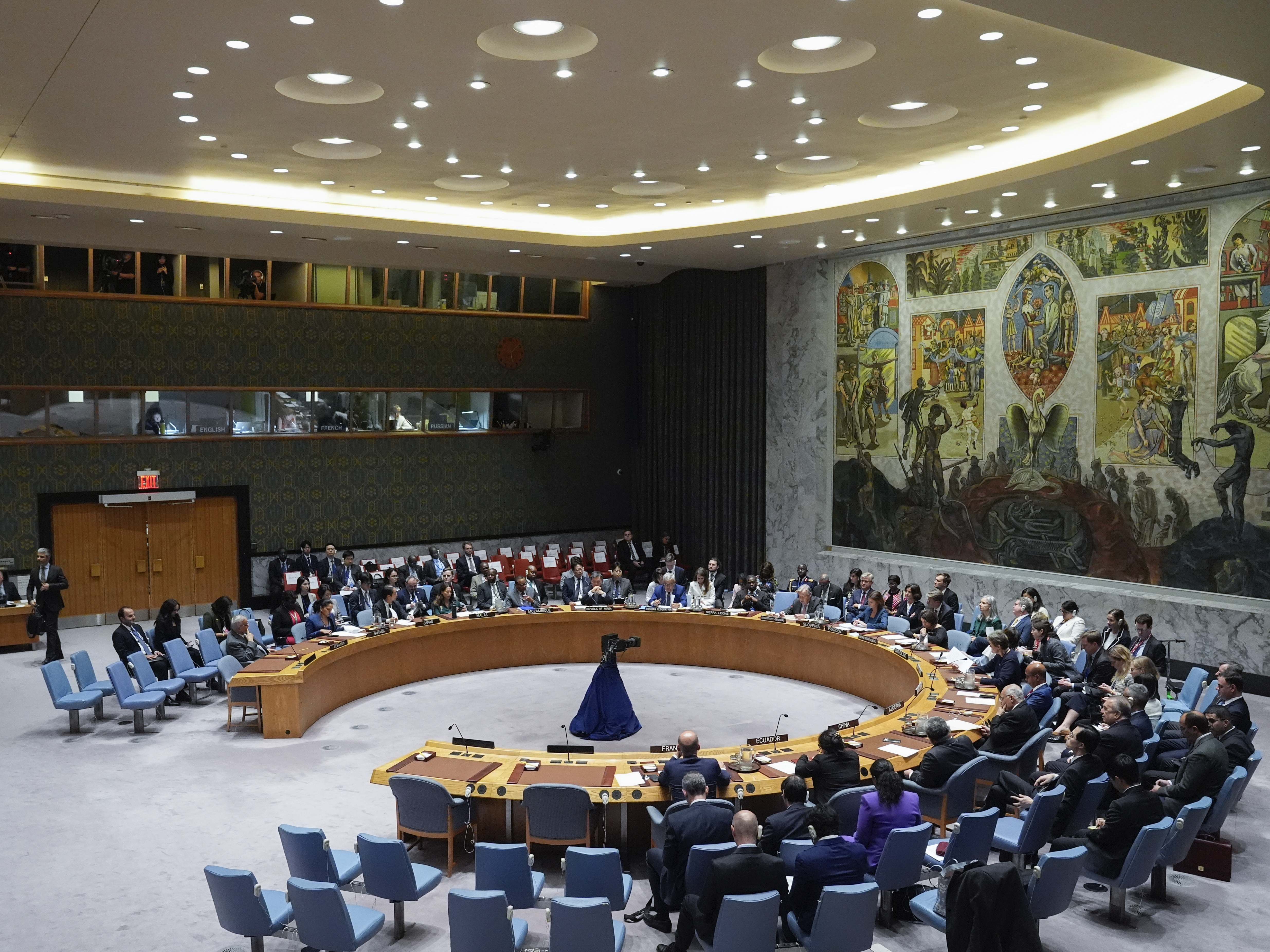 caption: The Security Council meets to discuss Lebanon on Wednesday at U.N. headquarters.