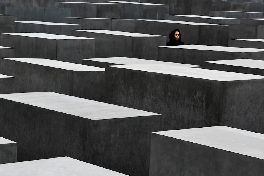 caption: The Holocaust memorial in Berlin.