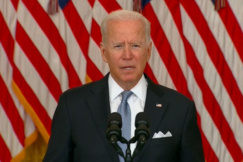 caption: President Joe Biden addresses the nation as the Taliban takes control of Afghanistan, Aug. 16, 2021. 