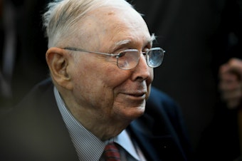 caption: Charlie Munger, the longtime vice chairman of Berkshire Hathaway, was a fixture at the company's annual shareholders meeting in Omaha, Nebraska.