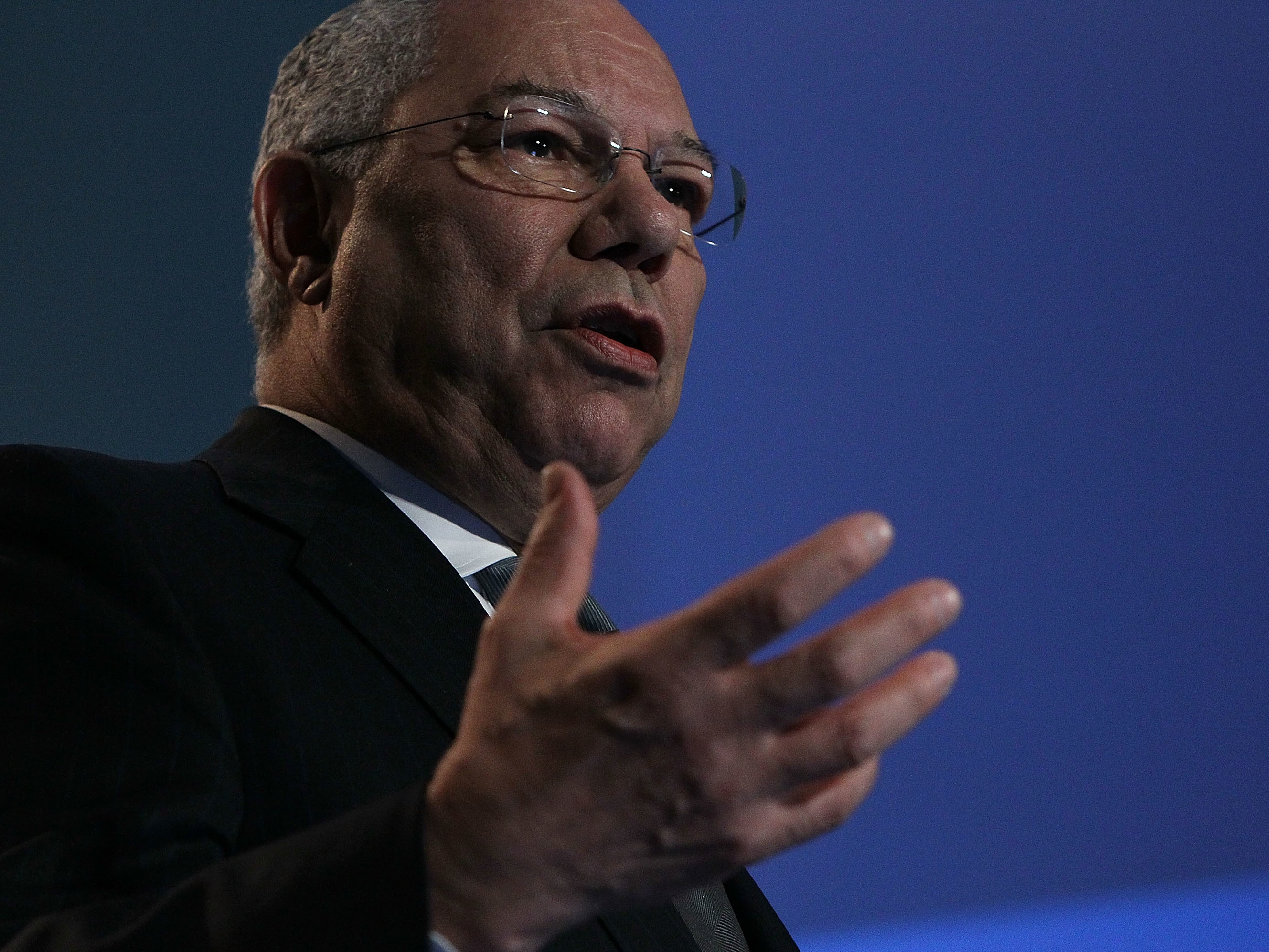 caption: Colin Powell, a former secretary of state and chairman of the Joint Chiefs, has died at age 84. Above, Powell speaks at eBay headquarters in California in 2010.