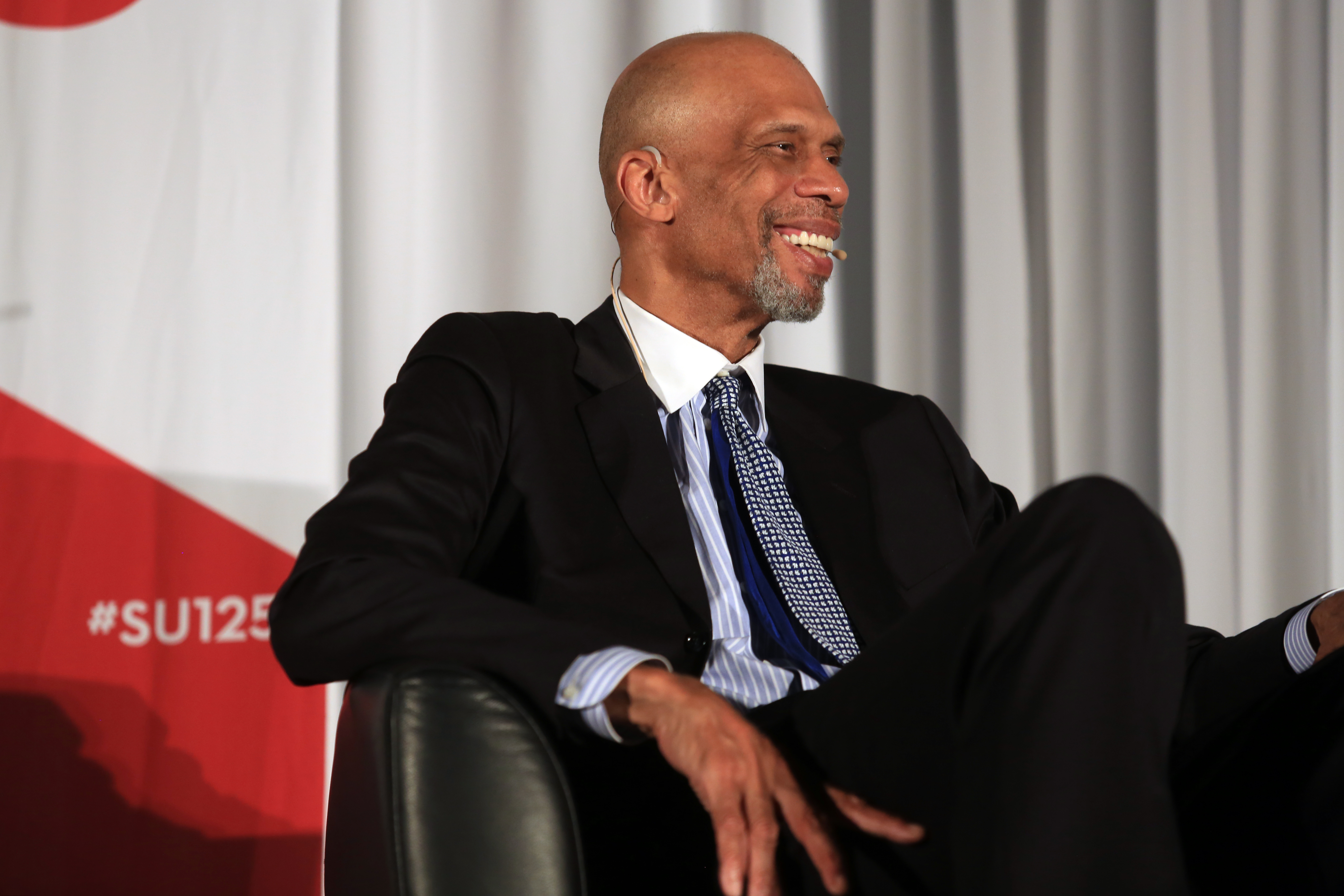 caption: Kareem Abdul-Jabbar at Seattle University