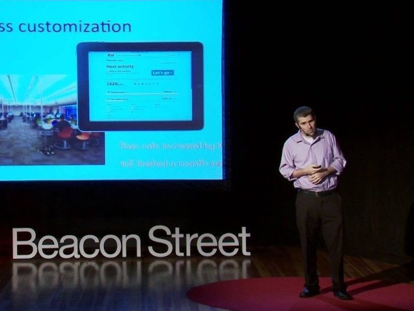 caption: Richard Culatta speaks on the TEDx stage.