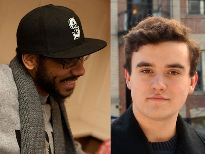 caption: Seattle poet Quenton Baker and Spokane high school student Ben Read have poems published in a new anthology titled 'WA 129.'