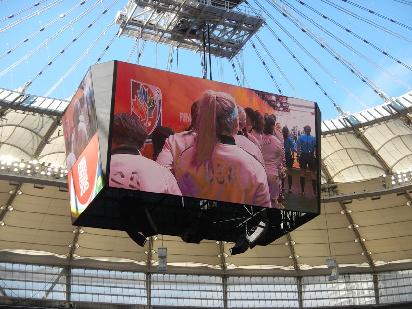 caption: The U.S. played against Nigeria in their final group match of the World Cup at BC Place, Vancouver, BC. Their 1-0 win allowed them to win their group before going into the knockout stage.