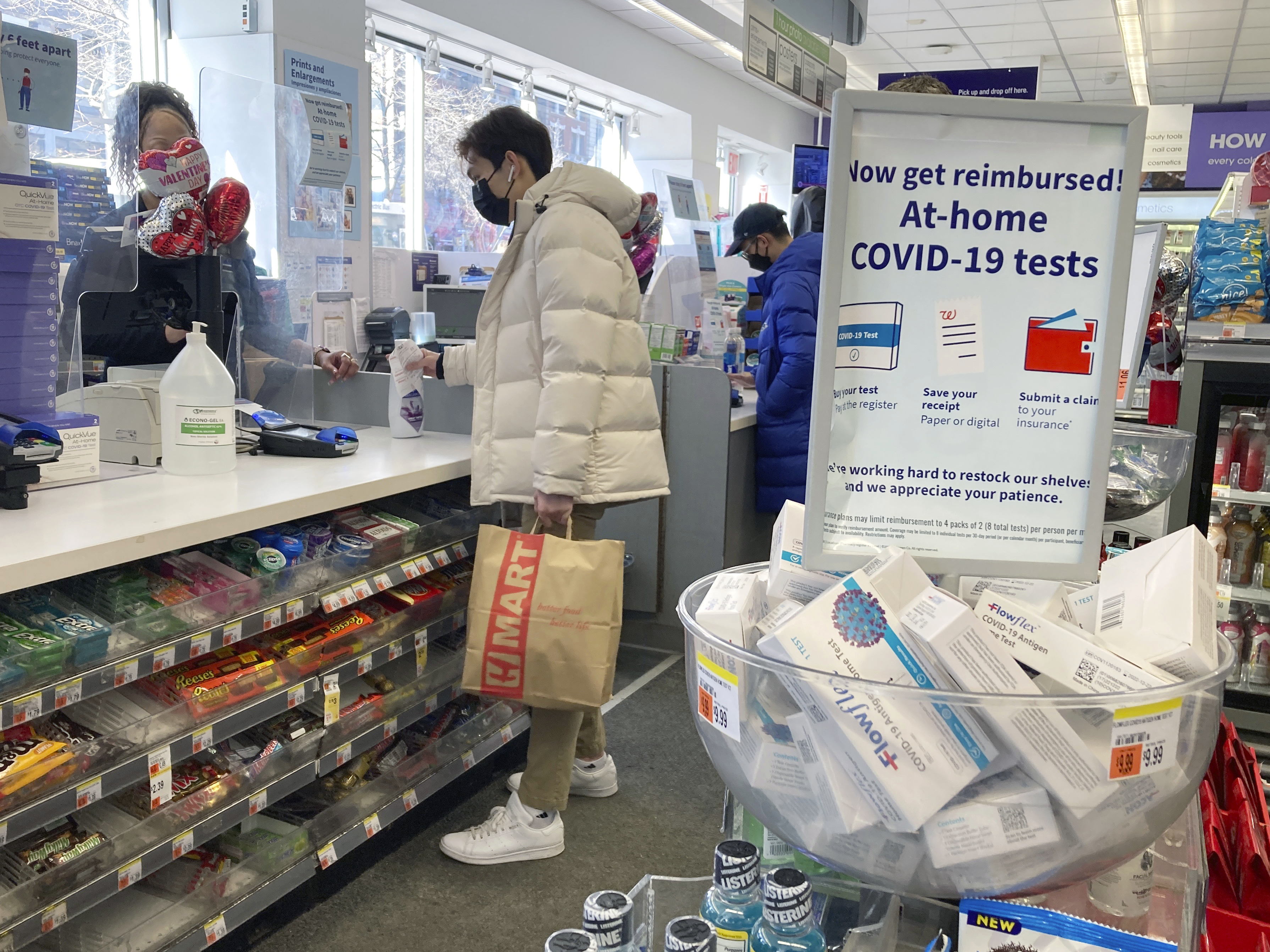 caption: At-home coronavirus COVID-19 tests are for sale in a drug store in the Morningside Heights neighborhood of Manhattan in New York City in this Feb. 6 file photo.
