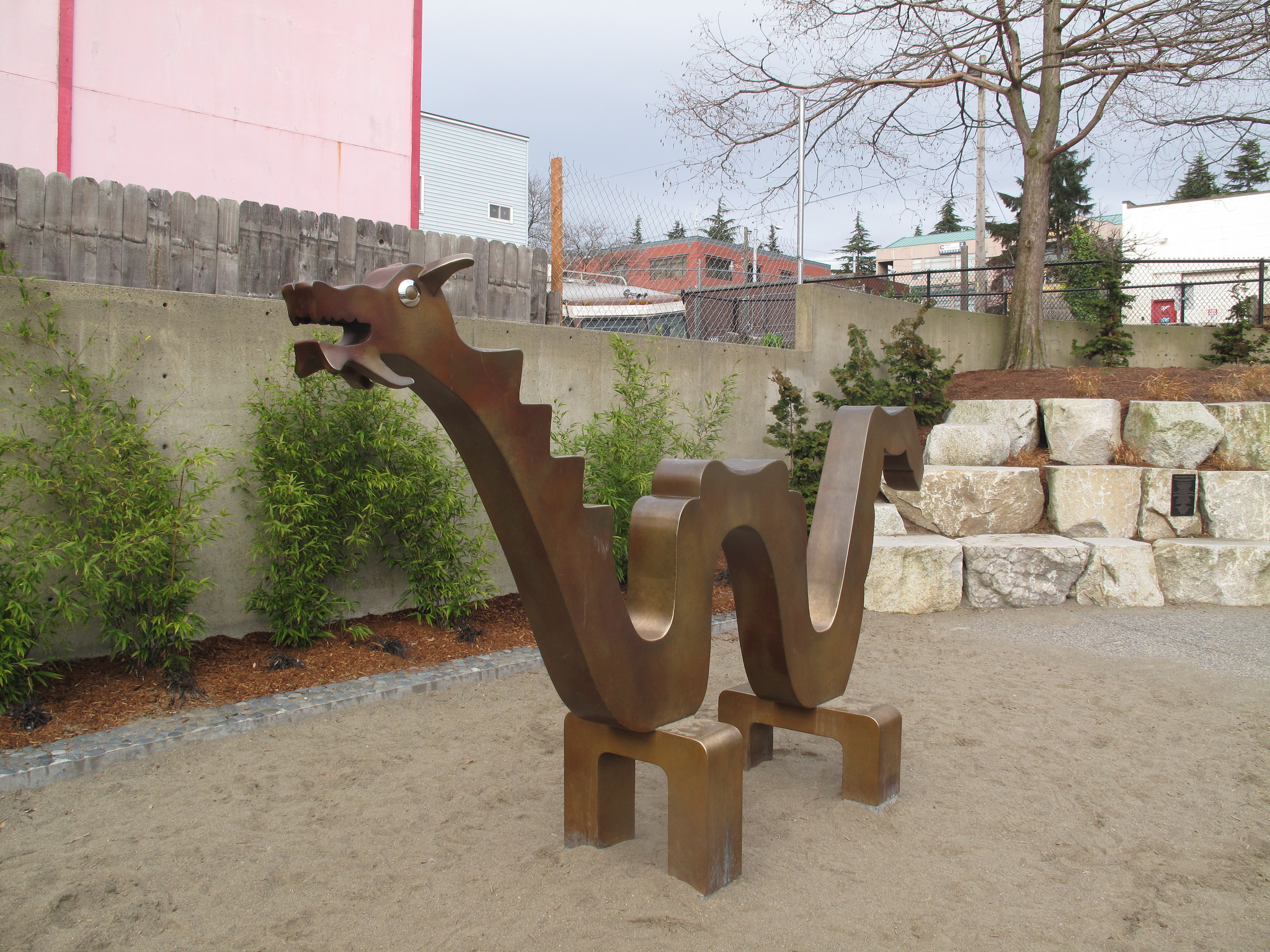 caption: The International Children's Park was built in 1981. It features a dragon sculpture by Gerard Tsutakawa.