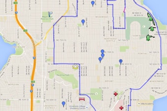 caption: A Google map shows the outline of the North Seattle eruv.