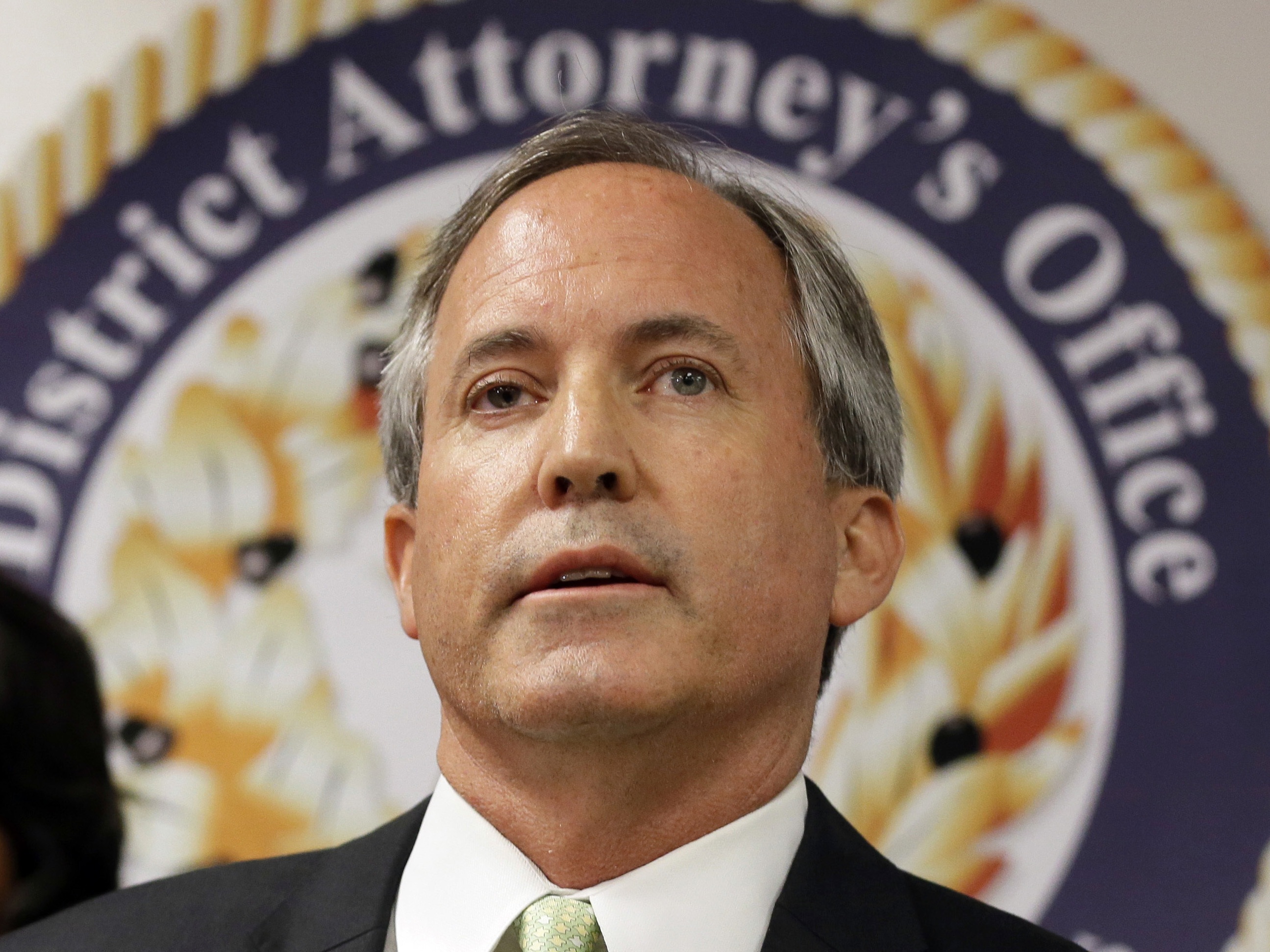 caption: Texas Attorney General Ken Paxton is shown speaking at a news conference in Dallas on June 22, 2017.
