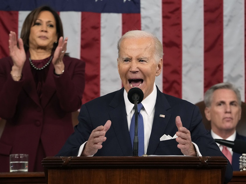 caption: In his State of the Union address, President Biden delivers remarks on tackling what he calls "junk fees," or the unknown added costs that get tacked onto hotel, airline and other bills in the travel and entertainment sectors.