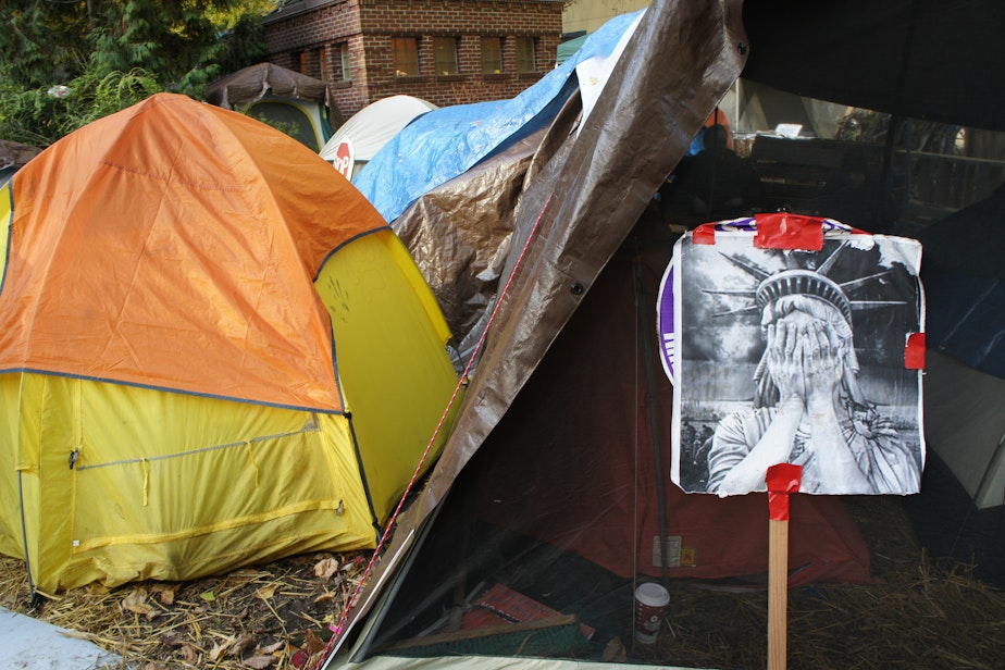 caption: Portland Homeless camp