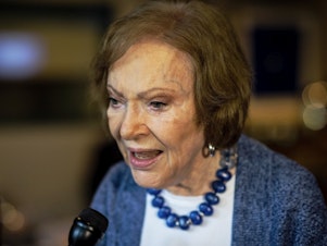 caption: The former first lady Rosalynn Carter, pictured in 2019, was a dedicated champion of mental health care, working tirelessly to de-stigmatize mental health illness.