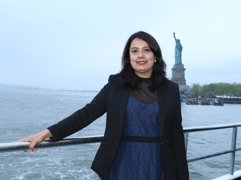 caption: TV journalist Neha Mahajan could lose her work permit if the Trump administration ends a special program for the spouses of H1B guest workers.