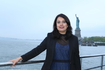 caption: TV journalist Neha Mahajan could lose her work permit if the Trump administration ends a special program for the spouses of H1B guest workers.