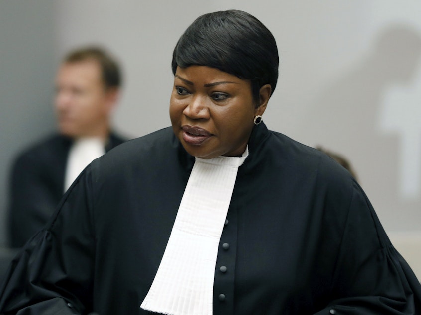 caption: International Criminal Court Chief Prosecutor Fatou Bensouda, seen here in 2018, has been added to the U.S. Treasury's sanctions list. She is leading the court's investigation into alleged U.S. war crimes in Afghanistan.