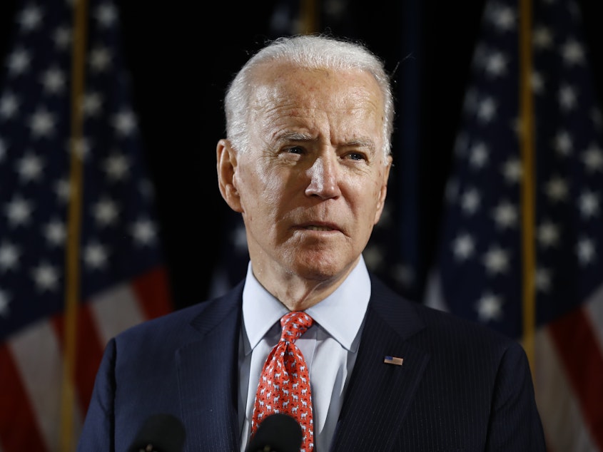 caption: While denying the sexual assault allegation, Democratic presidential candidate Joe Biden had this to say to potential voters: "I wouldn't vote for me if I believed Tara Reade."
