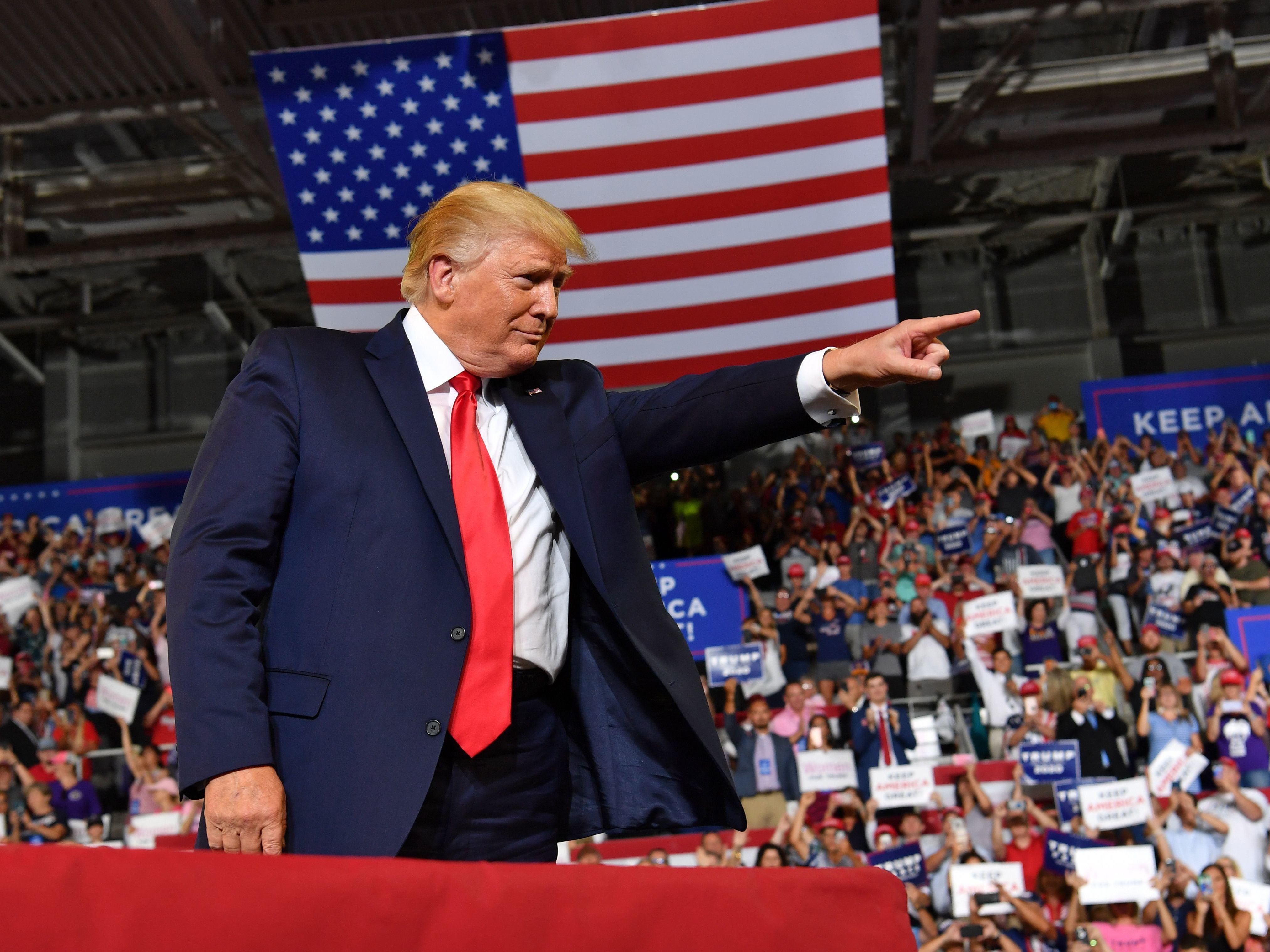 caption: President Trump continued his attacks on members of Congress during a campaign rally in Greenville, N.C., Wednesday night.