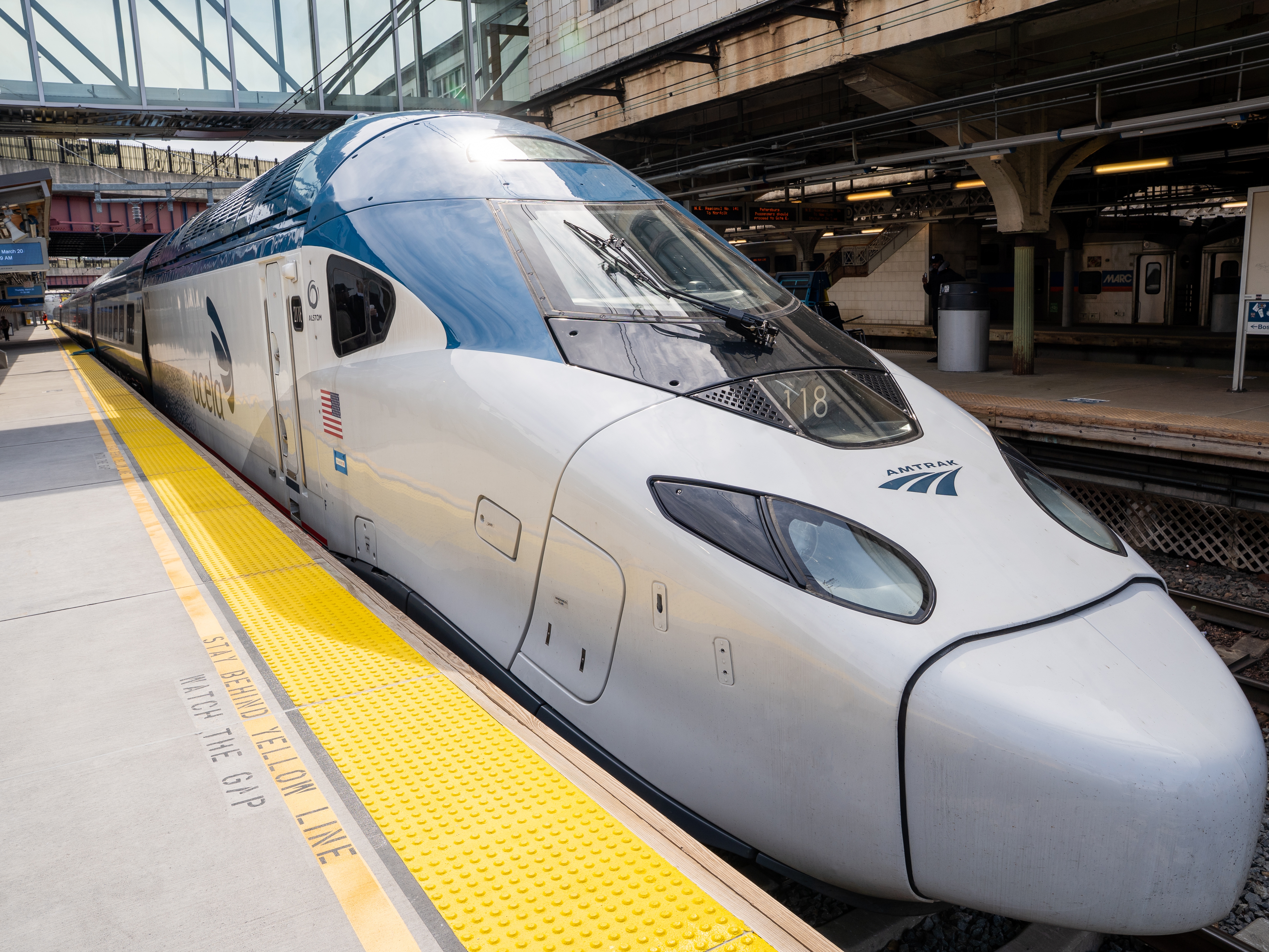 caption: Amtrak's NextGen Acela trains are set to begin service along the Northeast Corridor on Thursday.