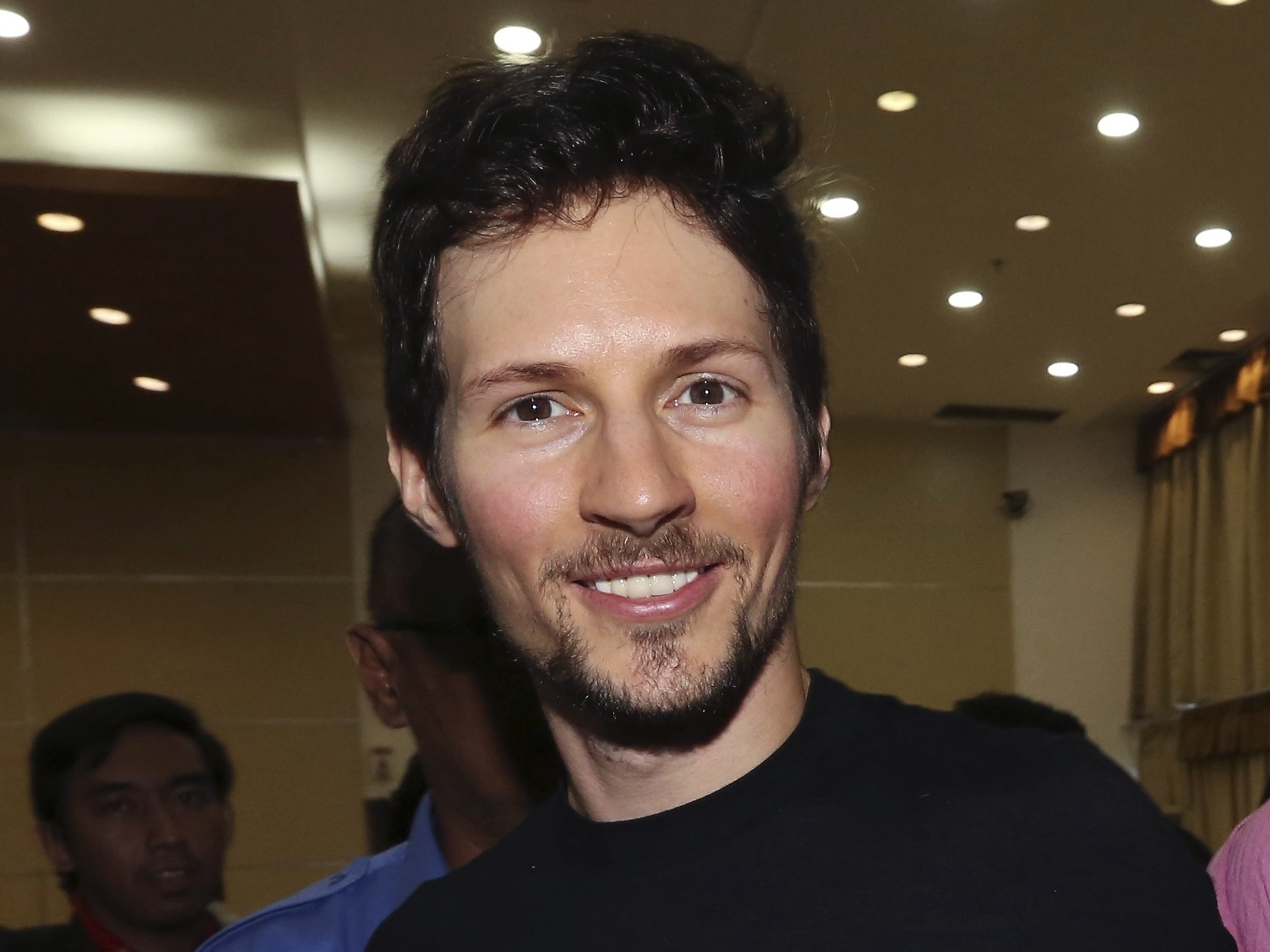 caption: Telegram founder Pavel Durov, in Jakarta, Indonesia in 2017. His popular messaging app offers end-to end encryption in individual chats, which puts the chat logs outside the reach of law enforcement.