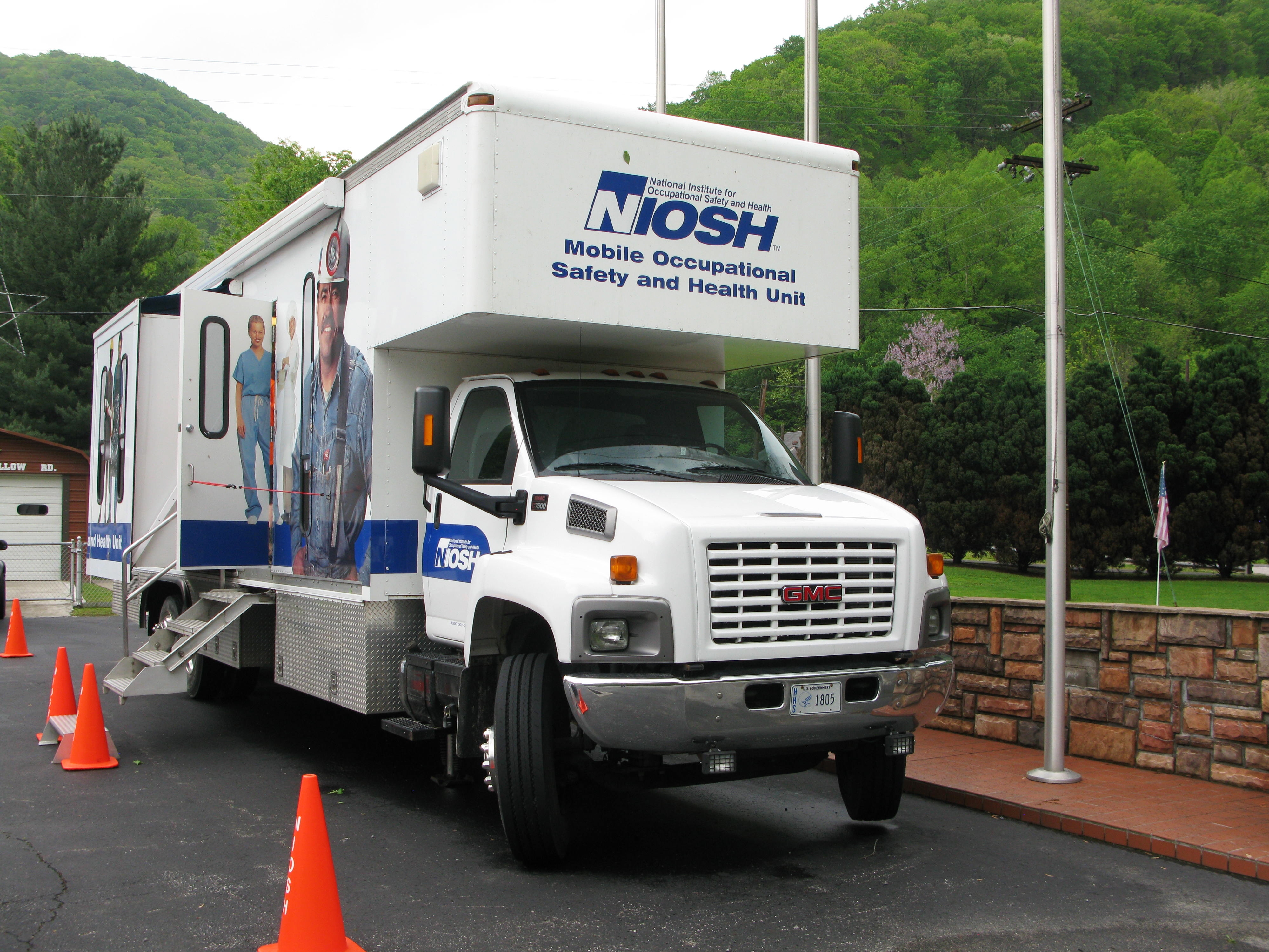 caption: A NIOSH Black Lung surveillance van at the fire station in Wharton, W.Va.