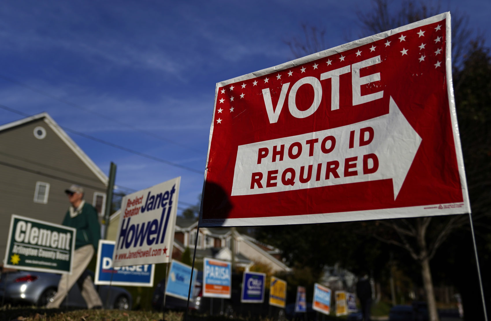 caption: Virginia voters head to the polls at Nottingham Elementary School November 5, 2019 in Arlington, Virginia. All 140 seats in the General Assembly are on the ballot today as Virginia holds its statewide election for the state legislature with national political parties closely watching the results as a potential indicator of the 2020 presidential election. (Photo by Win McNamee/Getty Images)
