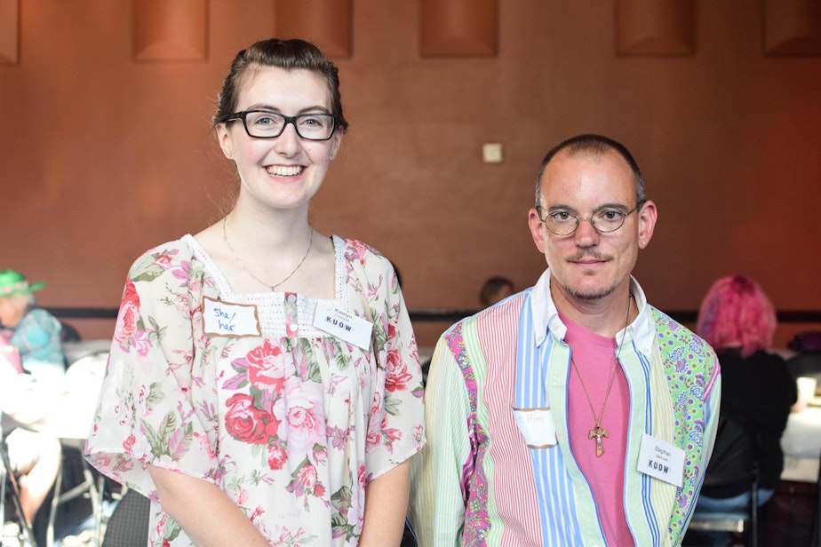 caption: Kaelyn and Stephan at KUOW's Ask a Transgender Person event