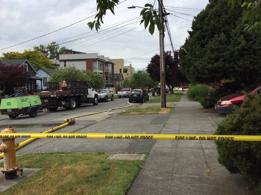 caption: Seattle Fire Department tweeted this picture of the scene of a gas leak in Ballard on Wednesday, May 18.