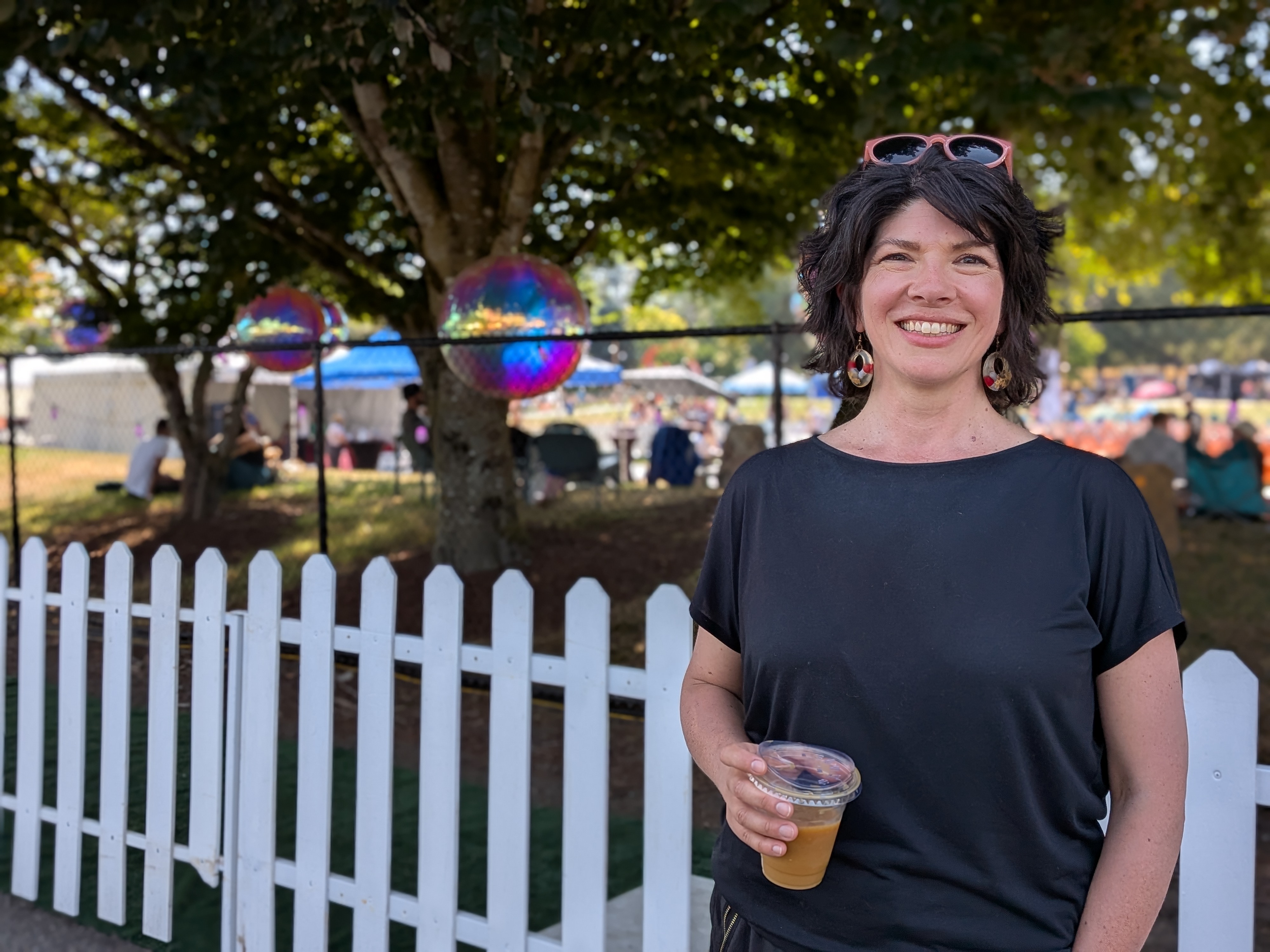 caption: Laura Vilches, Latin programming director for Seattle Theatre Group, at THING on Aug. 9, 2025.