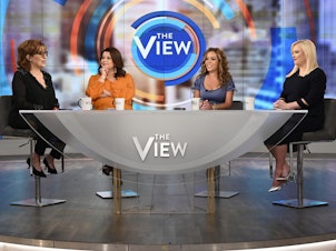 caption: Ana Navarro (center left) and Sunny Hostin (center right) appear on "The View" on Aug. 2, 2019.