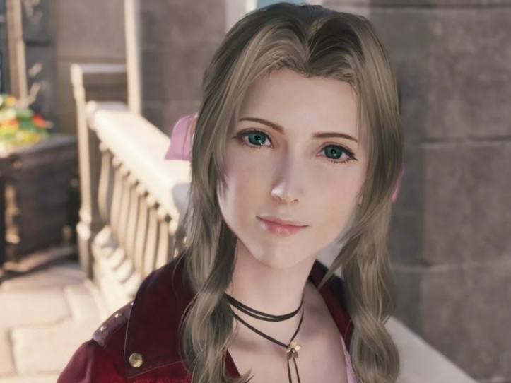 caption: The character Aerith Gainsborough in Final Fantasy 7 Rebirth.