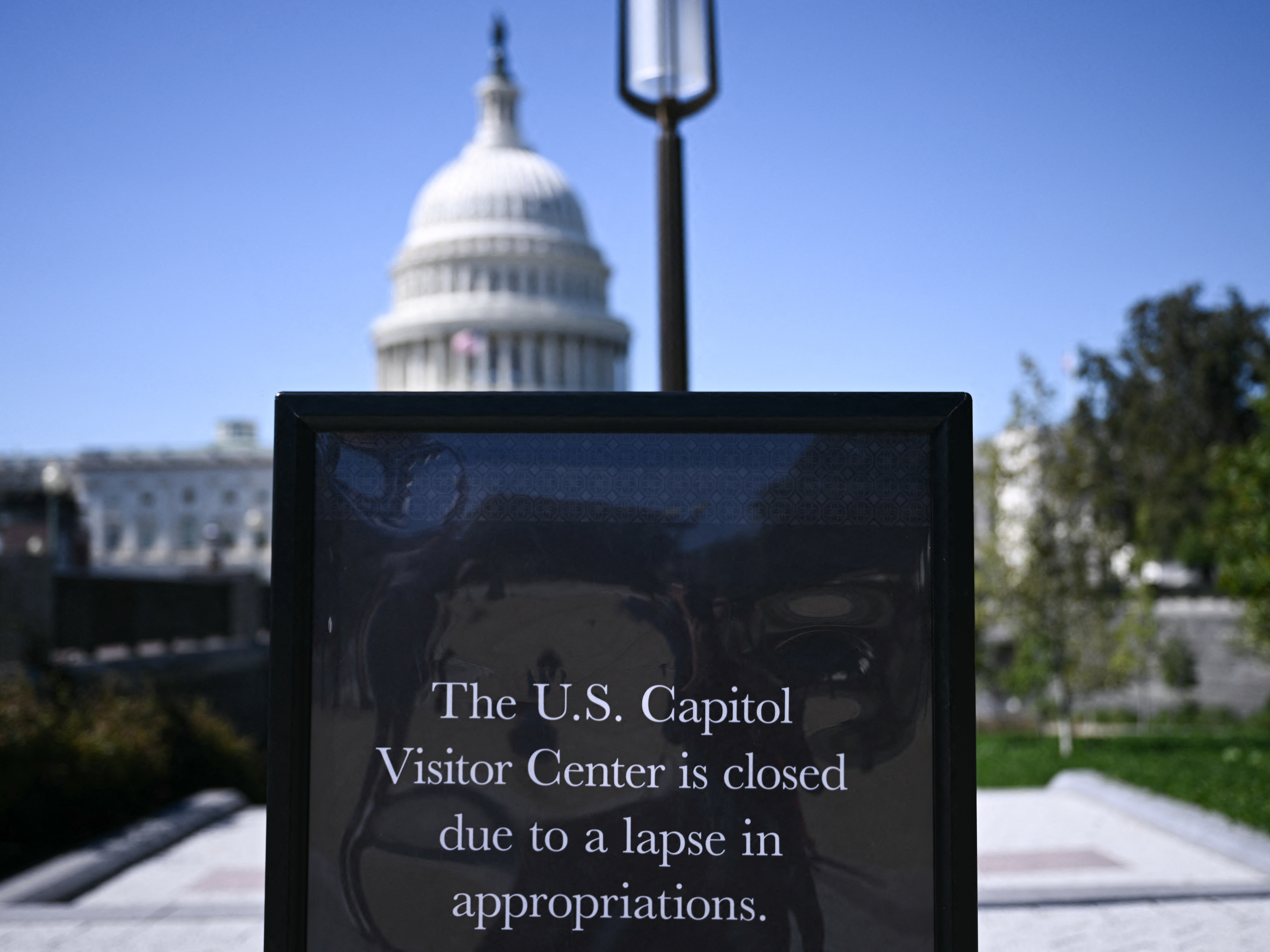 caption: The U.S. Capitol Visitor Center is closed to visitors on the first day of the government shutdown on October 1, 2025. More than two weeks into the shutdown, talks on Capitol Hill remain at an impasse.