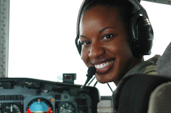 caption: Cmdr. Jeanine Menze, stationed at Coast Guard Air Station Barbers Point in Oahu, Hawaii, in 2006.
