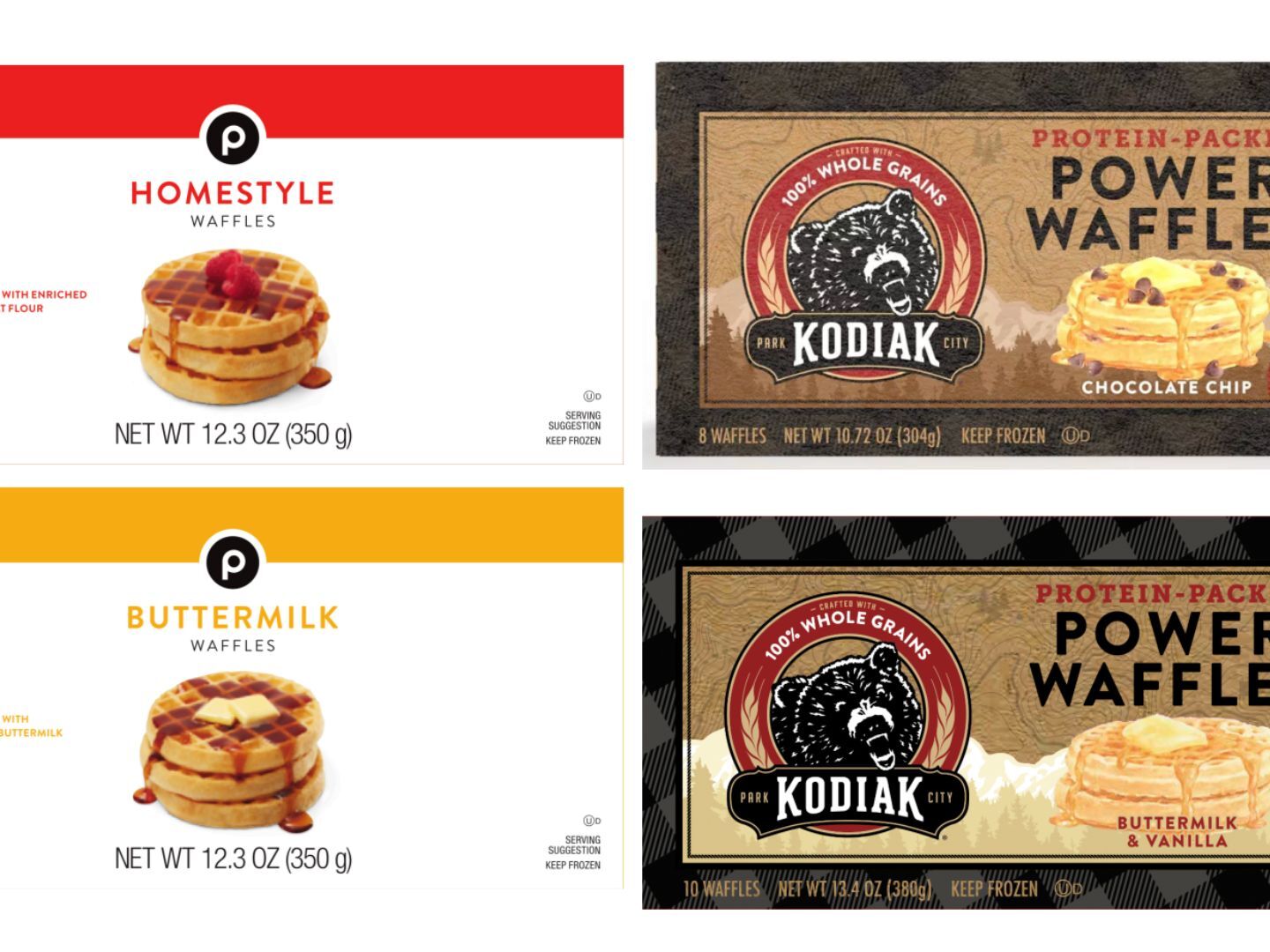 caption: Screenshots of some of the waffle products named in the recall.