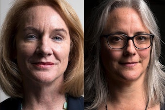 caption: Mayoral candidates Jenny Durkan and Cary Moon. 