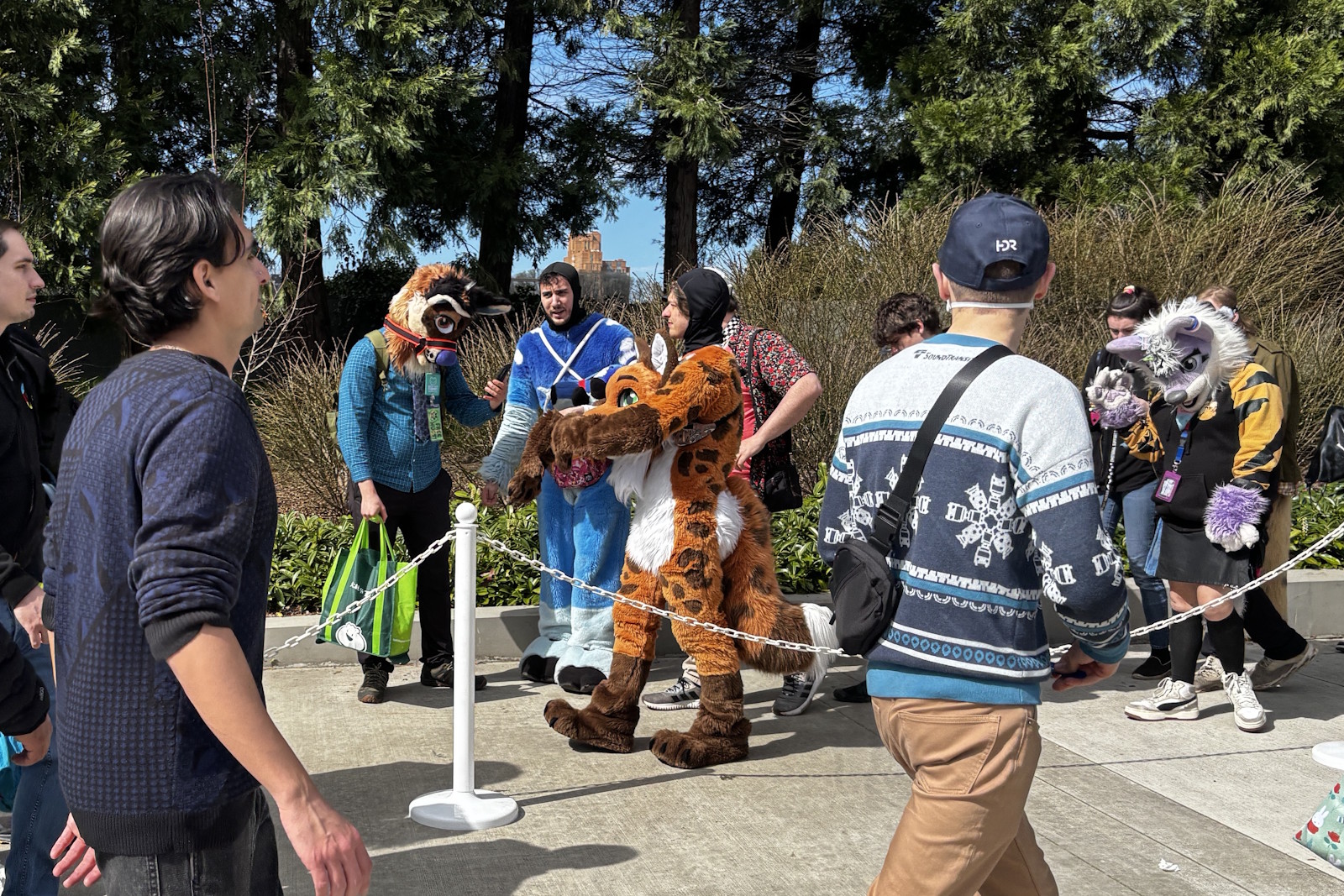 caption: Transit fans waited over an hour in line to board the train at Judkins Park Station