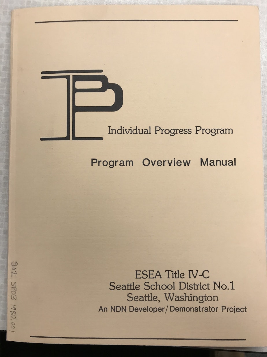 caption: A program manual for one of the first gifted programs in Seattle — the predecessor to the Highly Capable Cohort. 