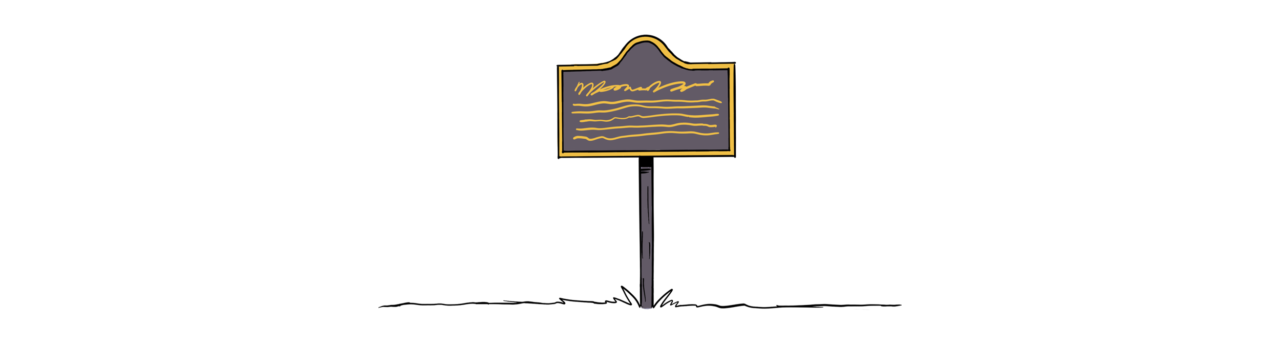 Illustration of a small historical marker indicating a section break.